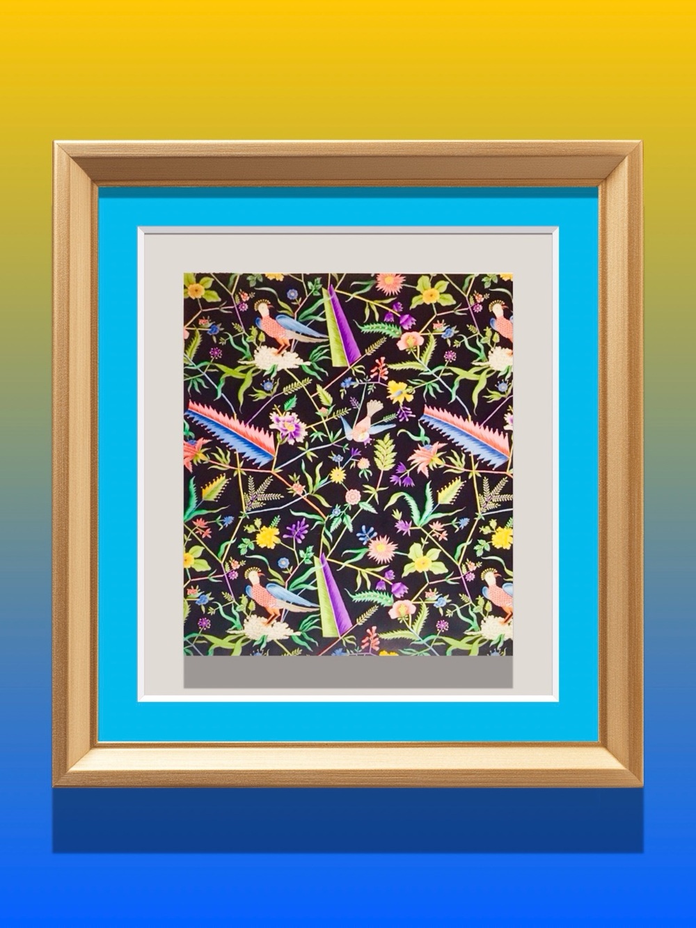Les Oisequx Exotiques Linen Print Advertising Print
